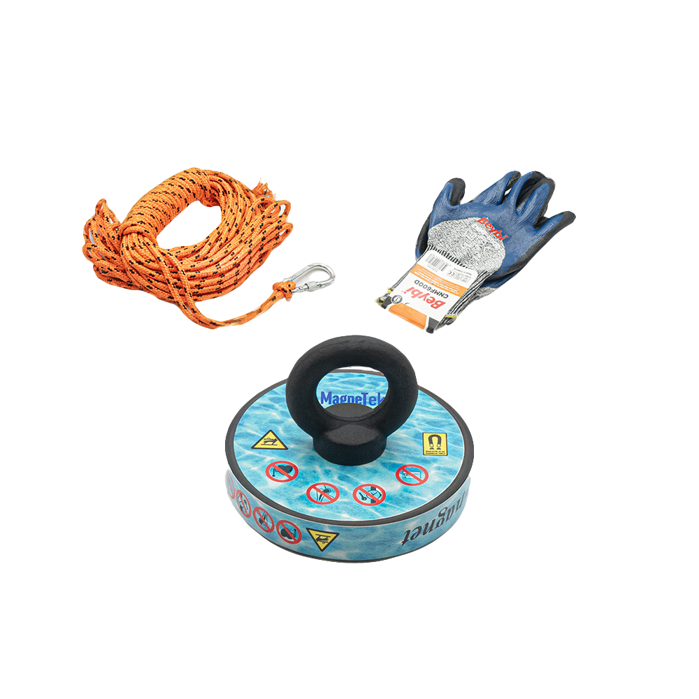 100 mm Ring Fishing Magnet + 25 m Line and Gloves