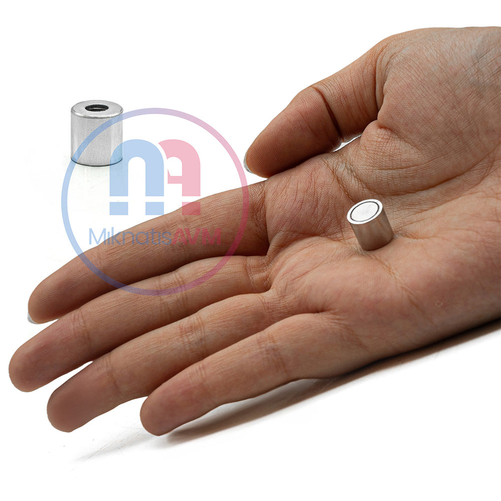 Ø10x10 mm Female Threaded Pot Magnet – M5x5, N35 Grade Cylindrical Neodymium Magnet