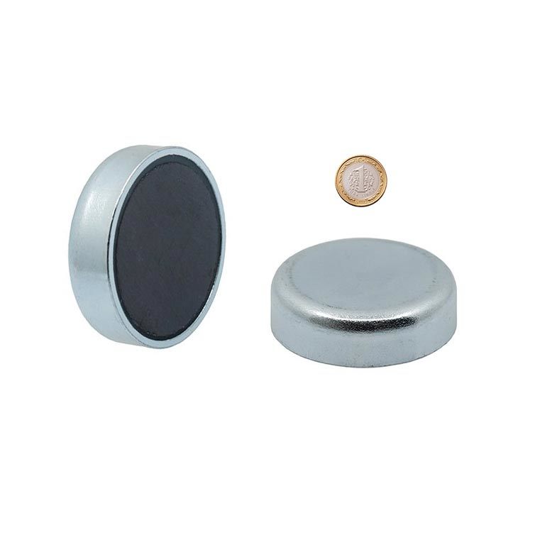 Ø100x22 mm Flat Ferrite Pot Magnet - Very Strong