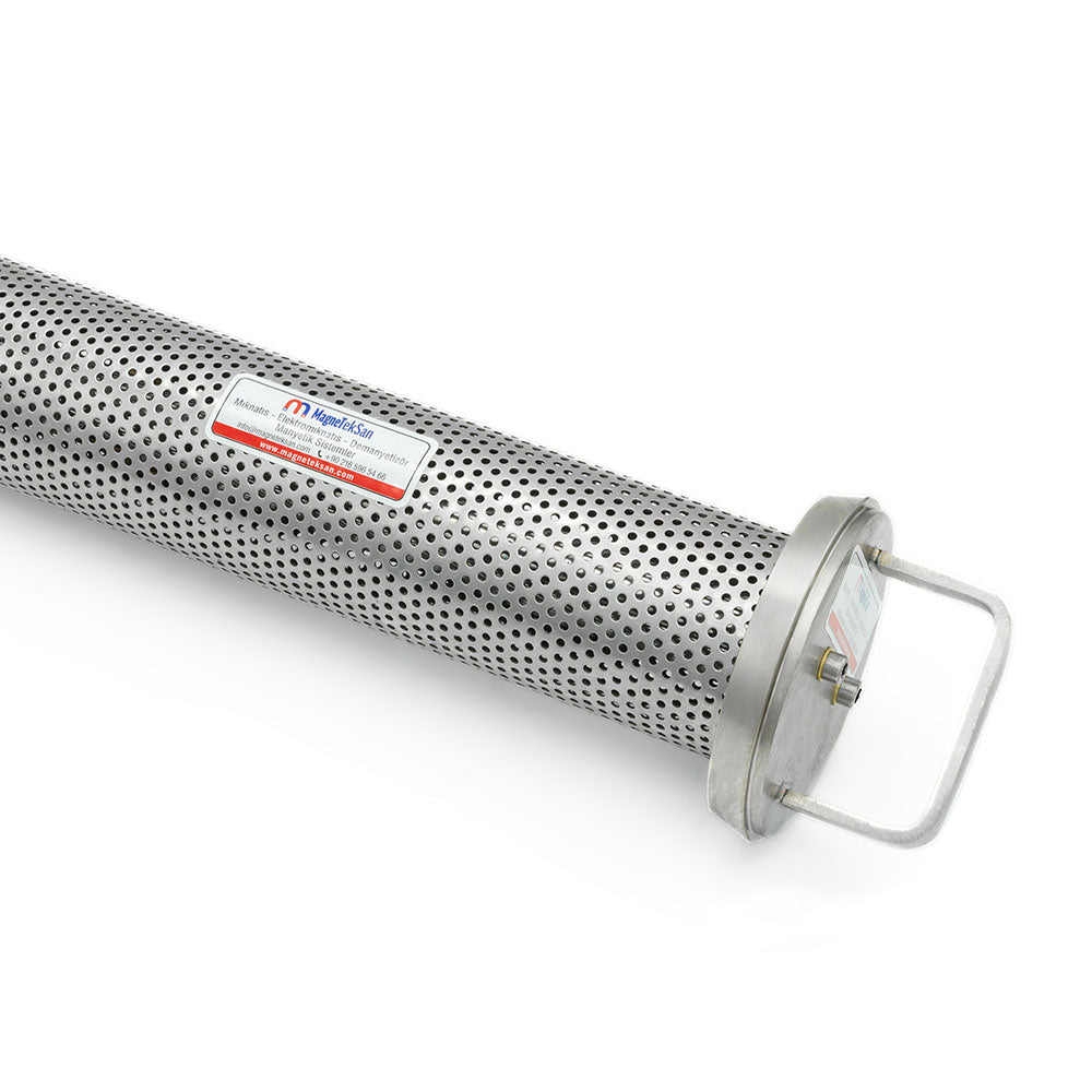 Ø100x500 mm Magnetic Pipe Filter - Special Stock Tank for Chocolate Company, Service Tank Outlet - 316L Stainless Steel