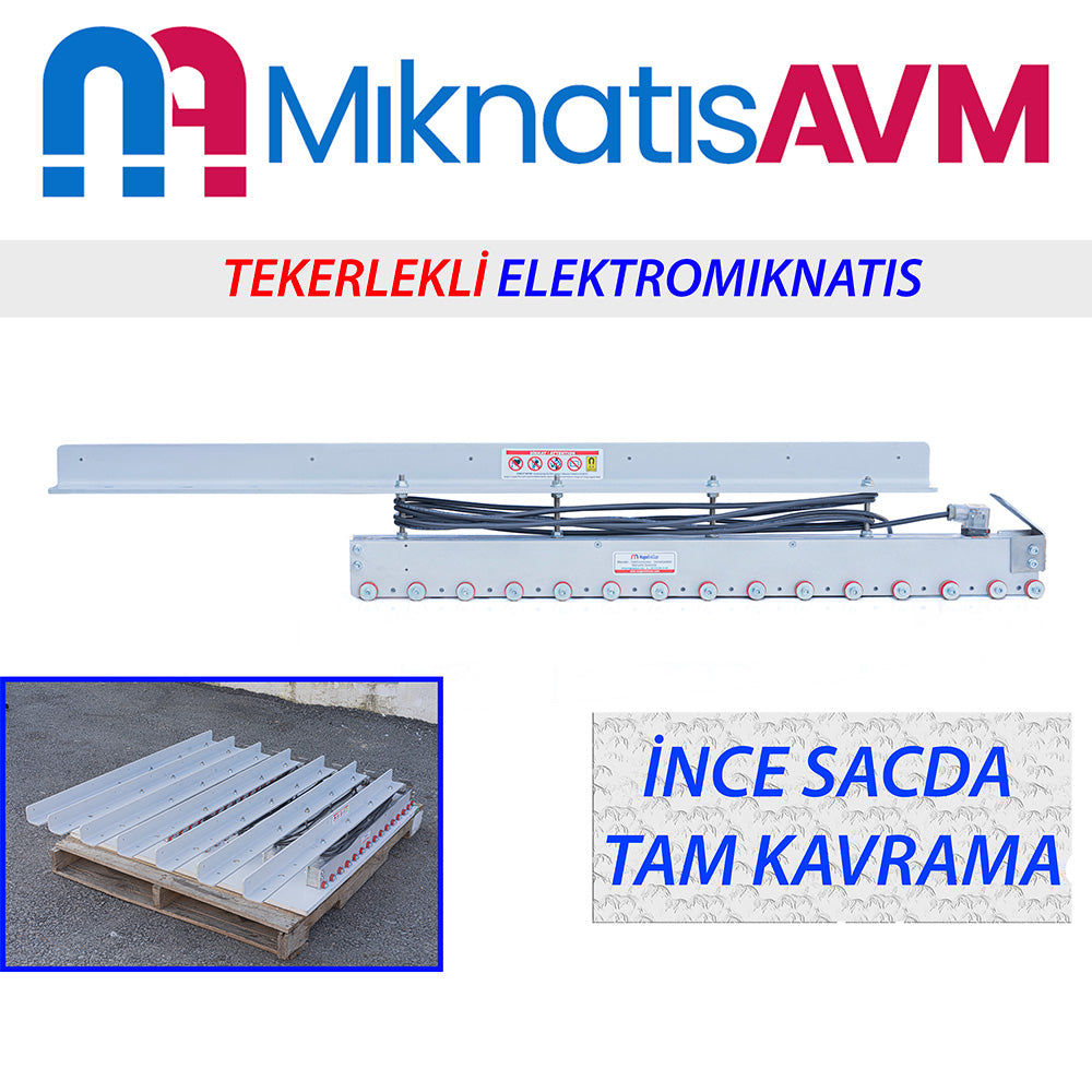 850x50x70 mm Wheeled Electromagnet – 24V Powerful Magnetic Separation and Handling Solution | BUR7CR-RT-24V-O