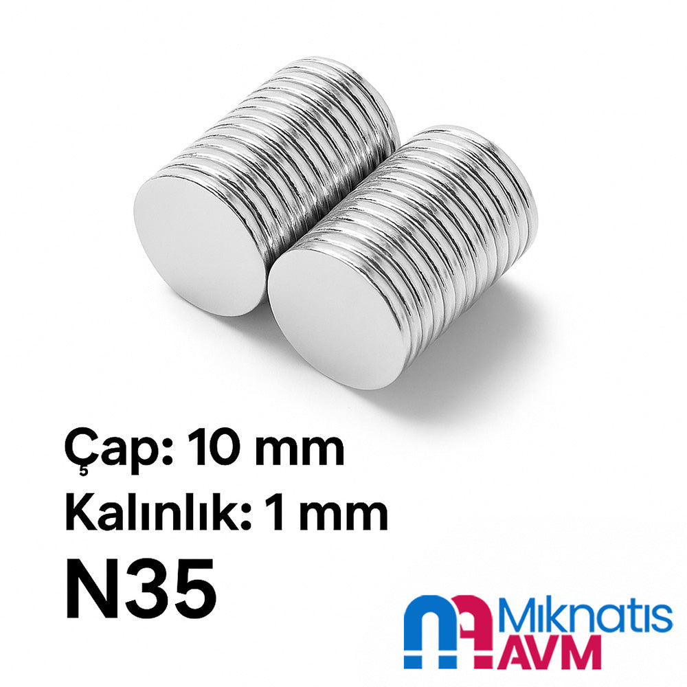 Ø10x1 mm N35 Round Neodymium Magnet