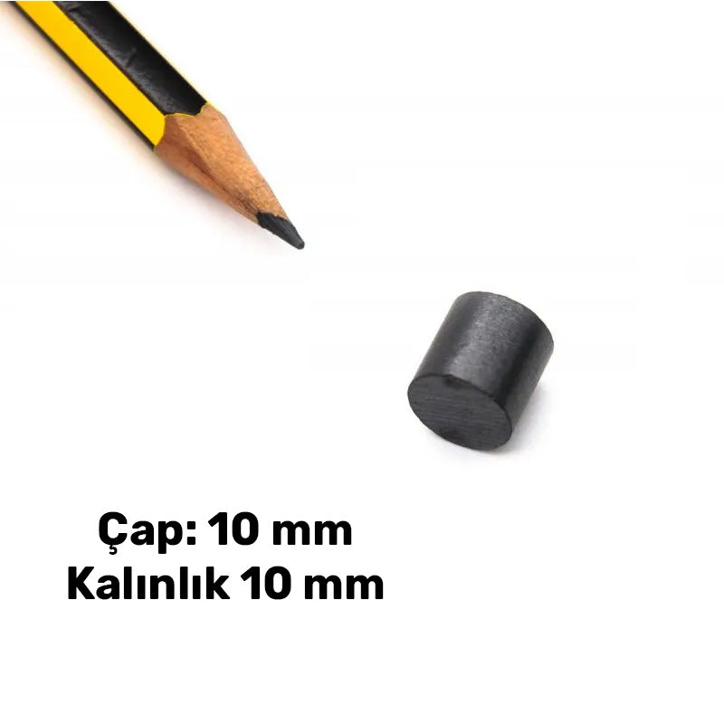 Ø10x10 mm Ferrite Magnet - Diameter 10 mm, Thickness 10 mm