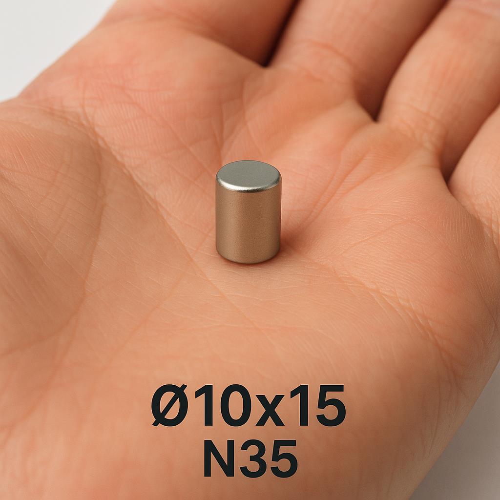 Ø10X15 mm N35 Neodymium Cylindrical Magnet (Diameter 10 mm x Thickness 15 mm)