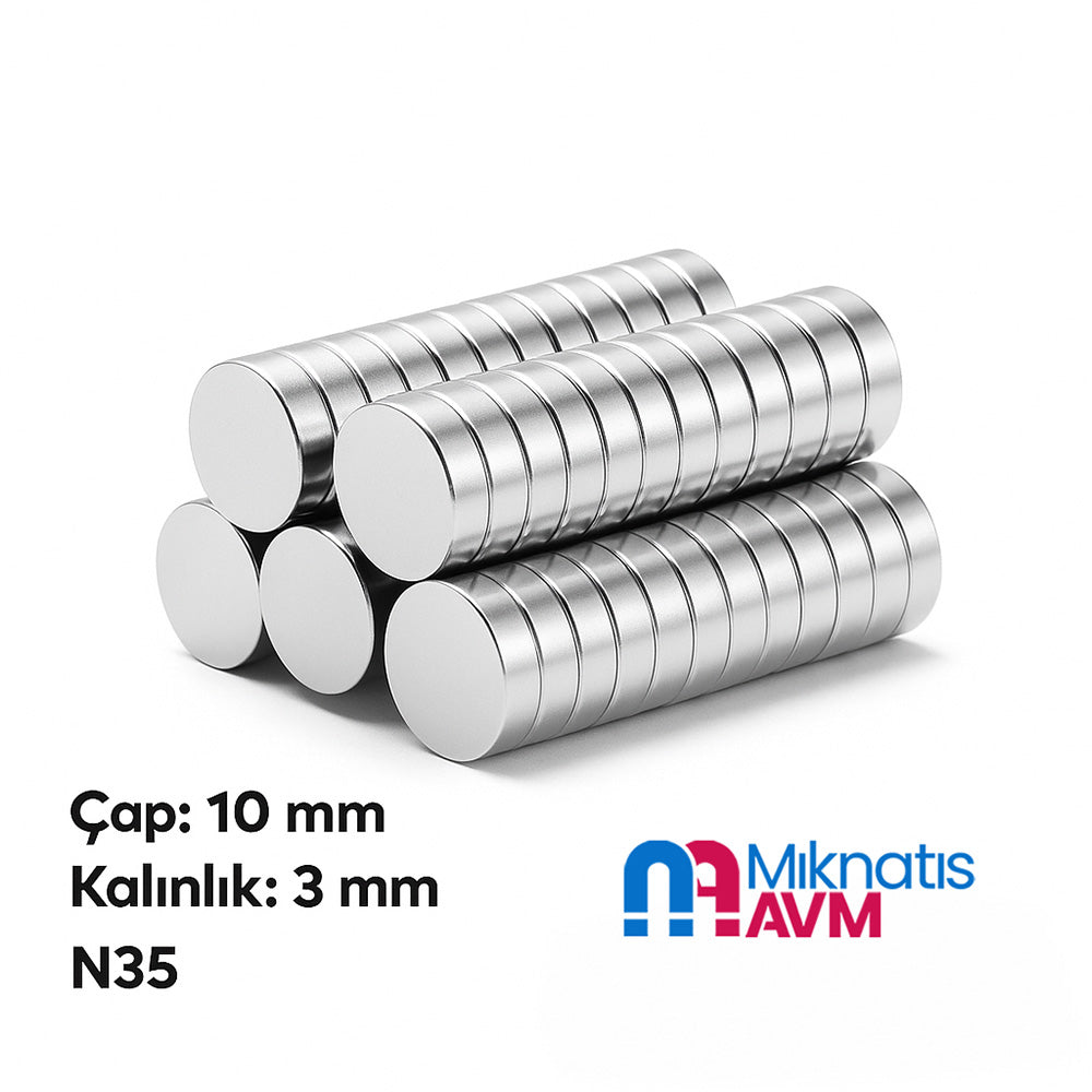 Ø10x3 mm Small Neodymium Magnet - 10 mm Diameter