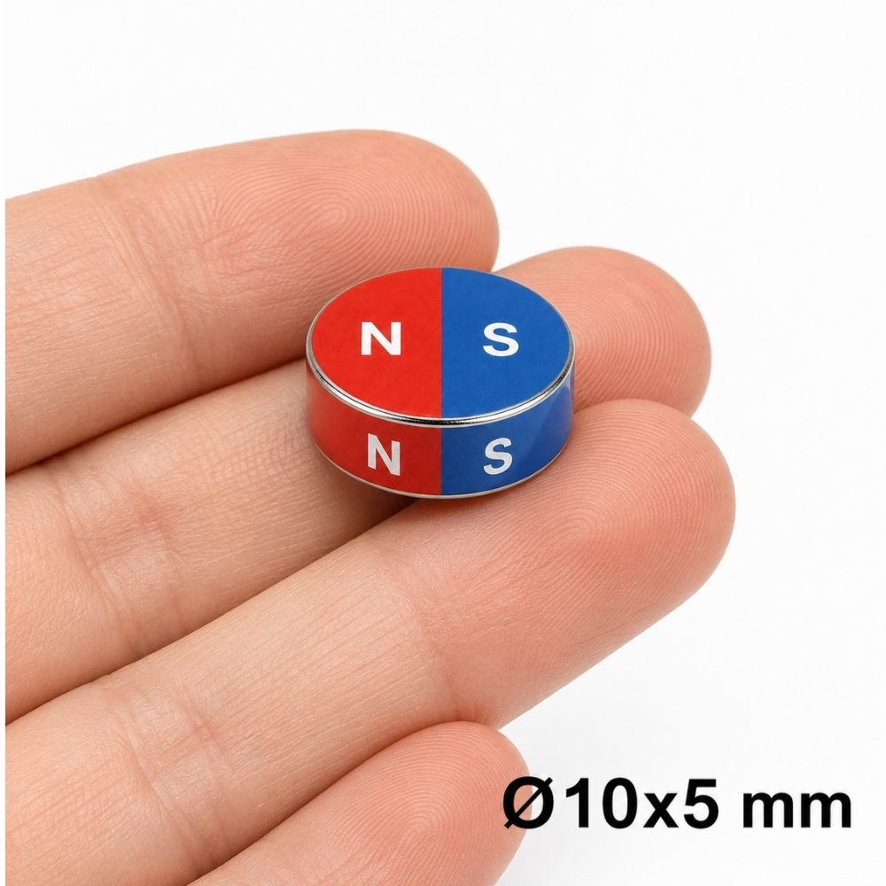 Ø10x5 mm N35 Diametrical Magnetization Neodymium Magnet - N | S