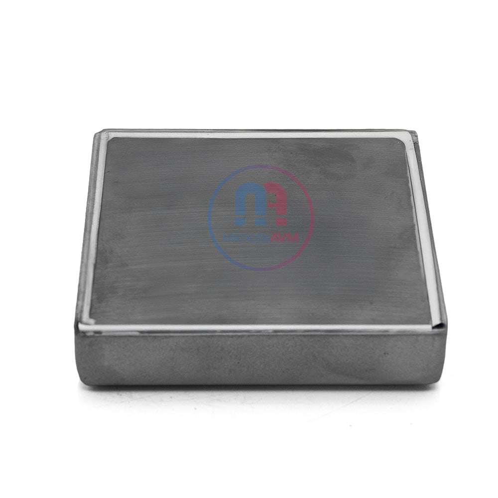 110x110x20 mm Stainless Steel Coated Ferrite Block Magnet – Square Type Strong Magnetic Separator