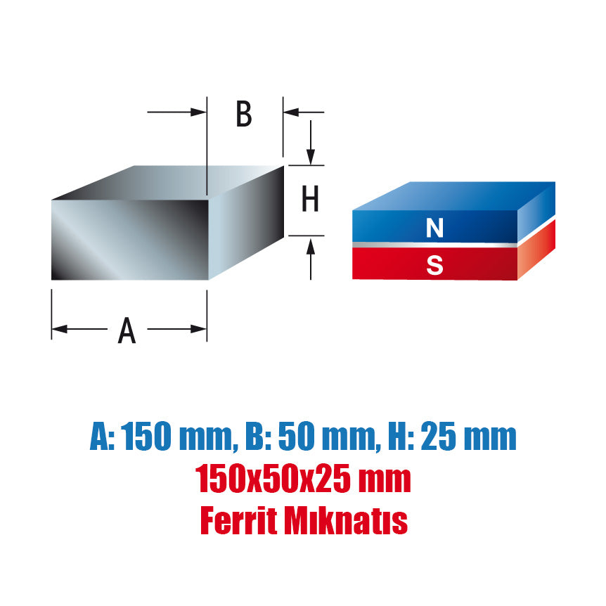 150x50x25 mm Ferrite Magnet