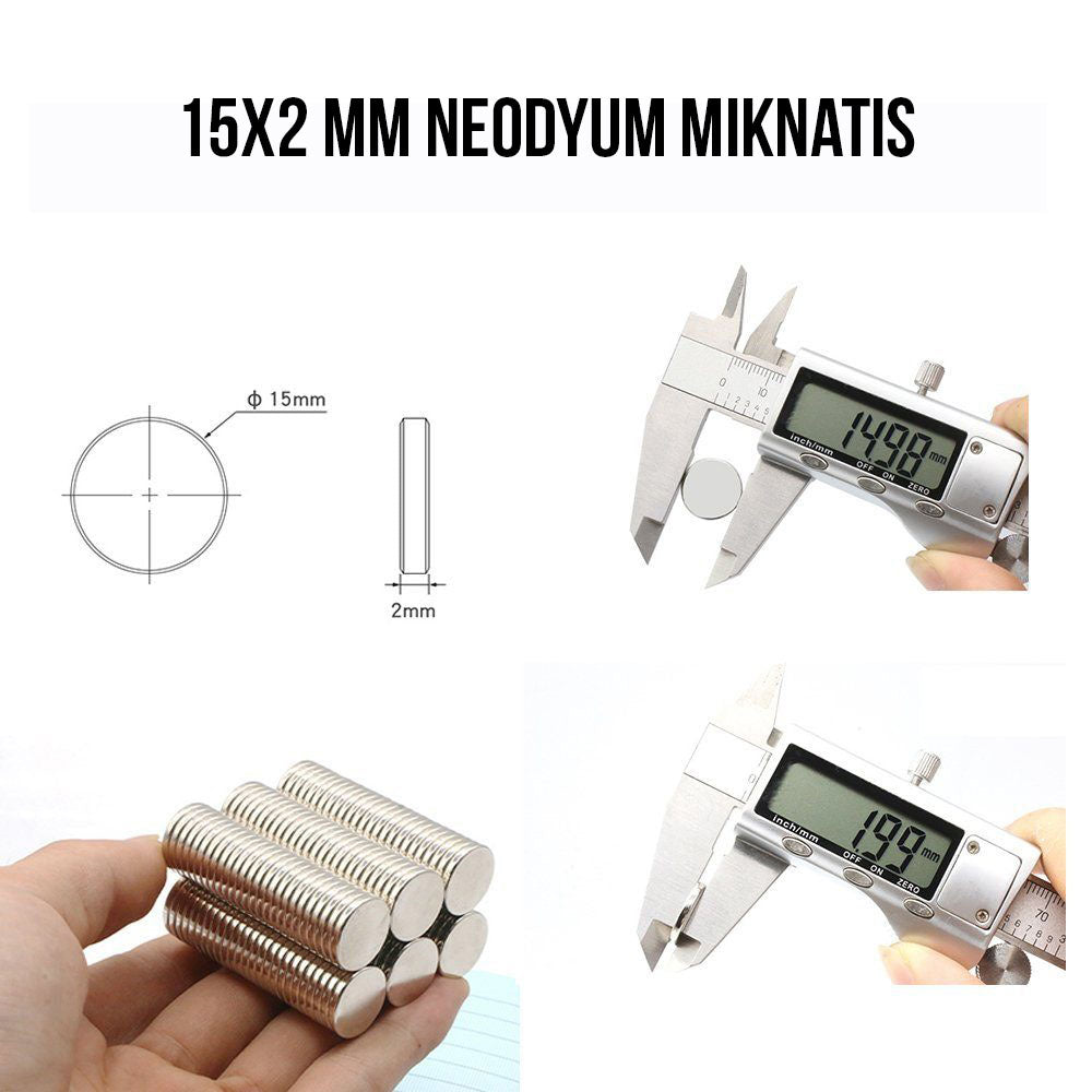 Ø15x2 mm Neodymium Magnet (Diameter: 15 mm, Thickness: 2 mm)