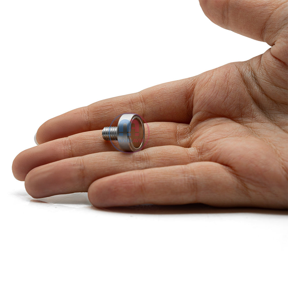 Ø16x5 mm N35 Male Threaded Neodymium Pot Magnet – M6x10 Stud, Compact High-Grip Magnet