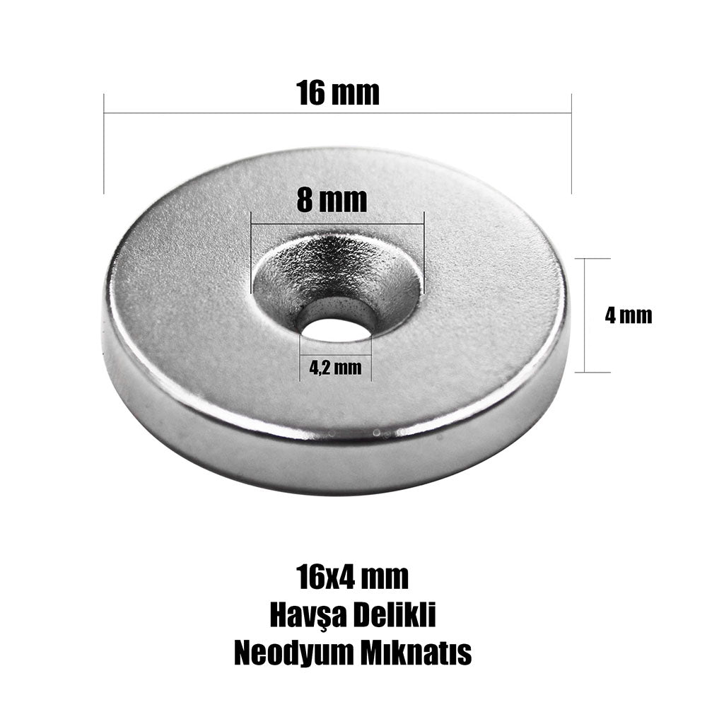 Ø16x8/4.2x4 mm Countersunk Neodymium Magnet