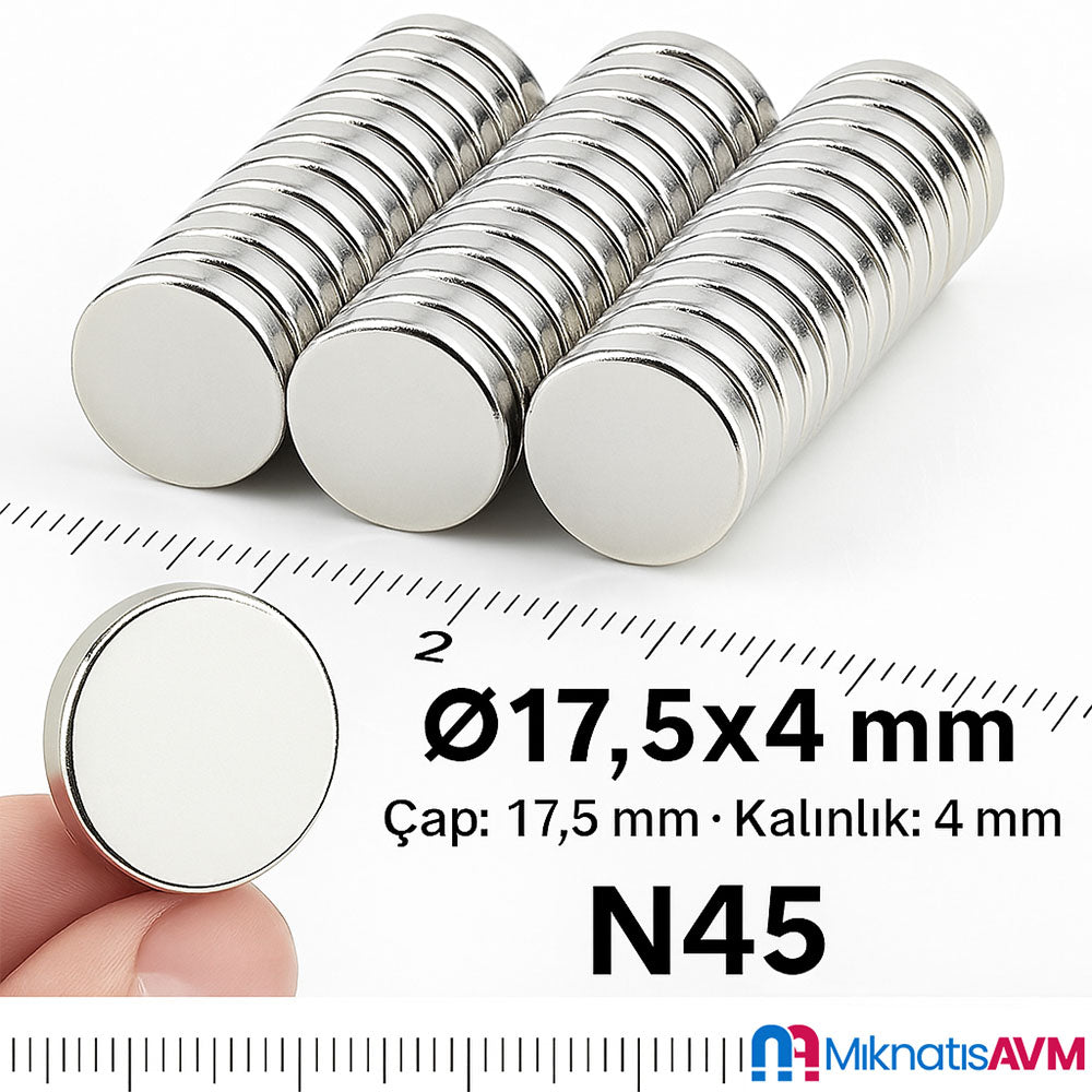 Ø17.5x4 mm N45 Neodymium Magnet Nickel