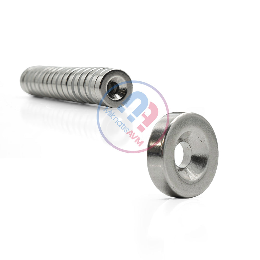 Ø18 mm Diameter Recessed Head Neodymium Magnet – Ø18x10/5.5x5 mm