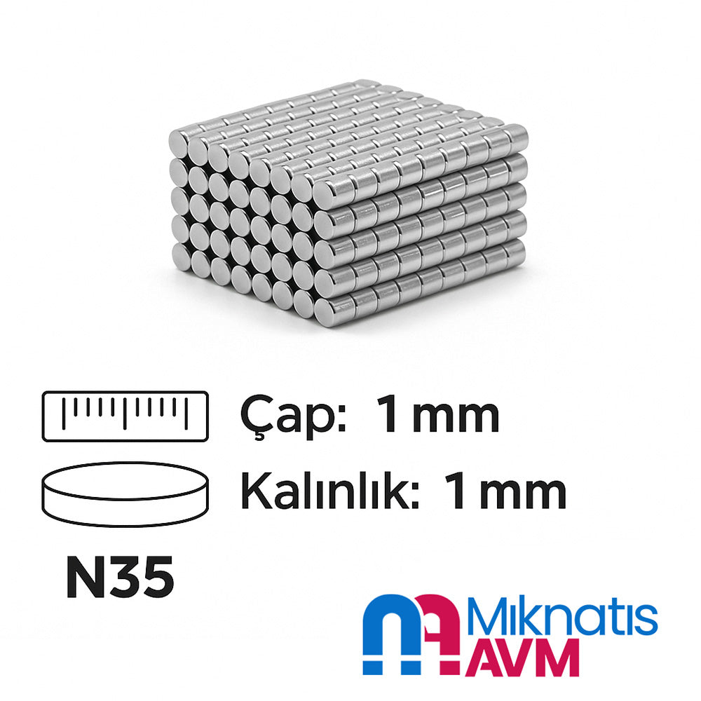 Diameter 1 mm x Thickness 1 mm Neodymium Magnet
