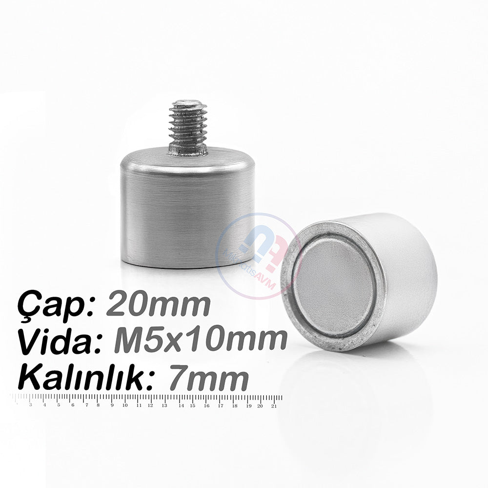 Ø20x7 mm M5x10 Male Threaded Neodymium Pot Magnet