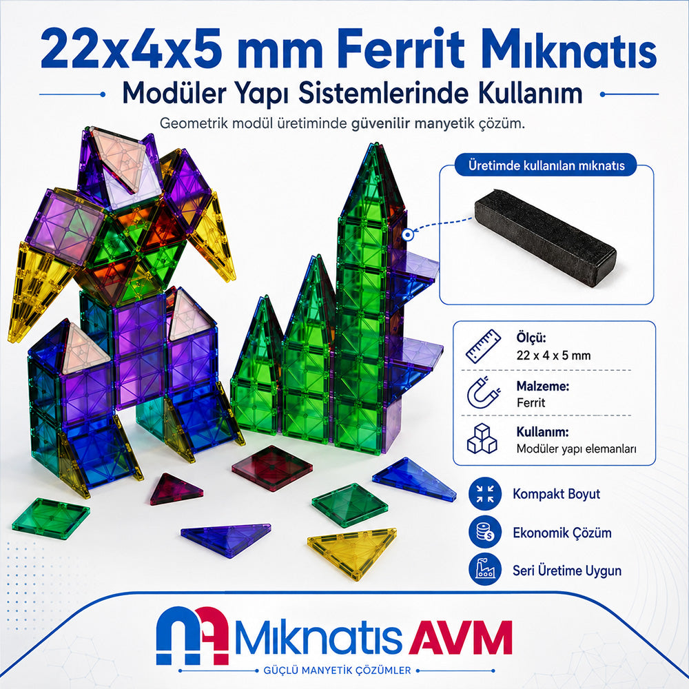 22x4x5 mm Y35 Ferrite Magnet - For 3D Printers, Fridge Magnets and Souvenirs