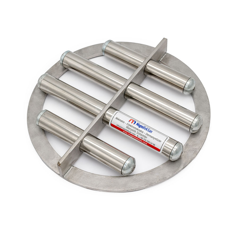 Ø250 mm 4 Bar Neodymium Magnetic Grid for Plastic Raw Material Scrap