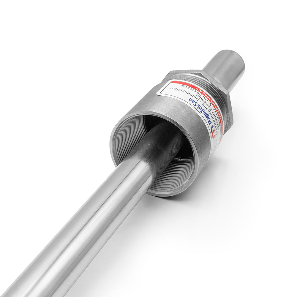 Ø25x500 mm Neodymium Rod Magnet with Chrome Handle Connected to a Blind Plug Sleeve