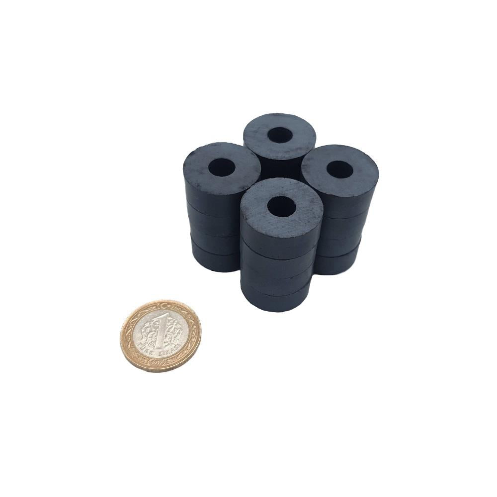 Ø25x8.5x10 mm Ferrite-Oxide-Carbon Ring Magnet - Hobby Magnet
