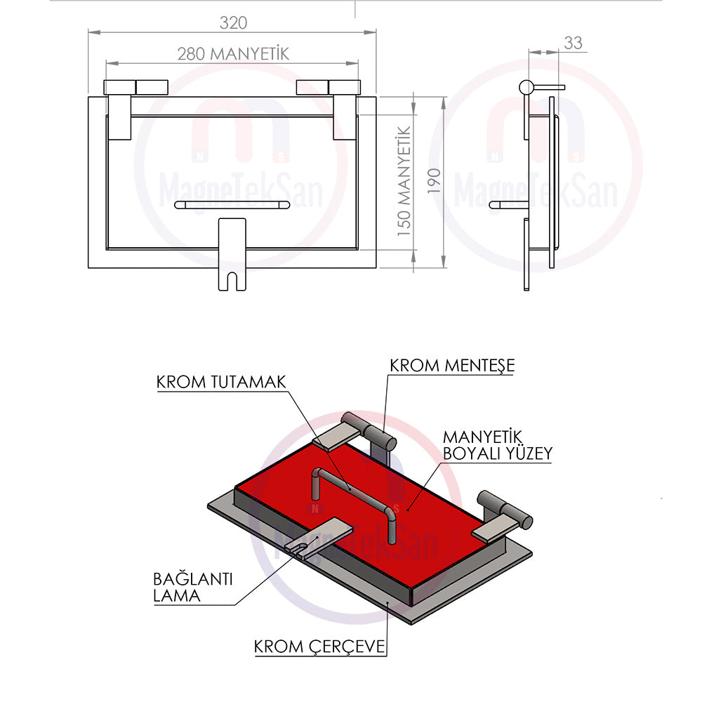 280x150x35 mm Neodymium Plate Magnet