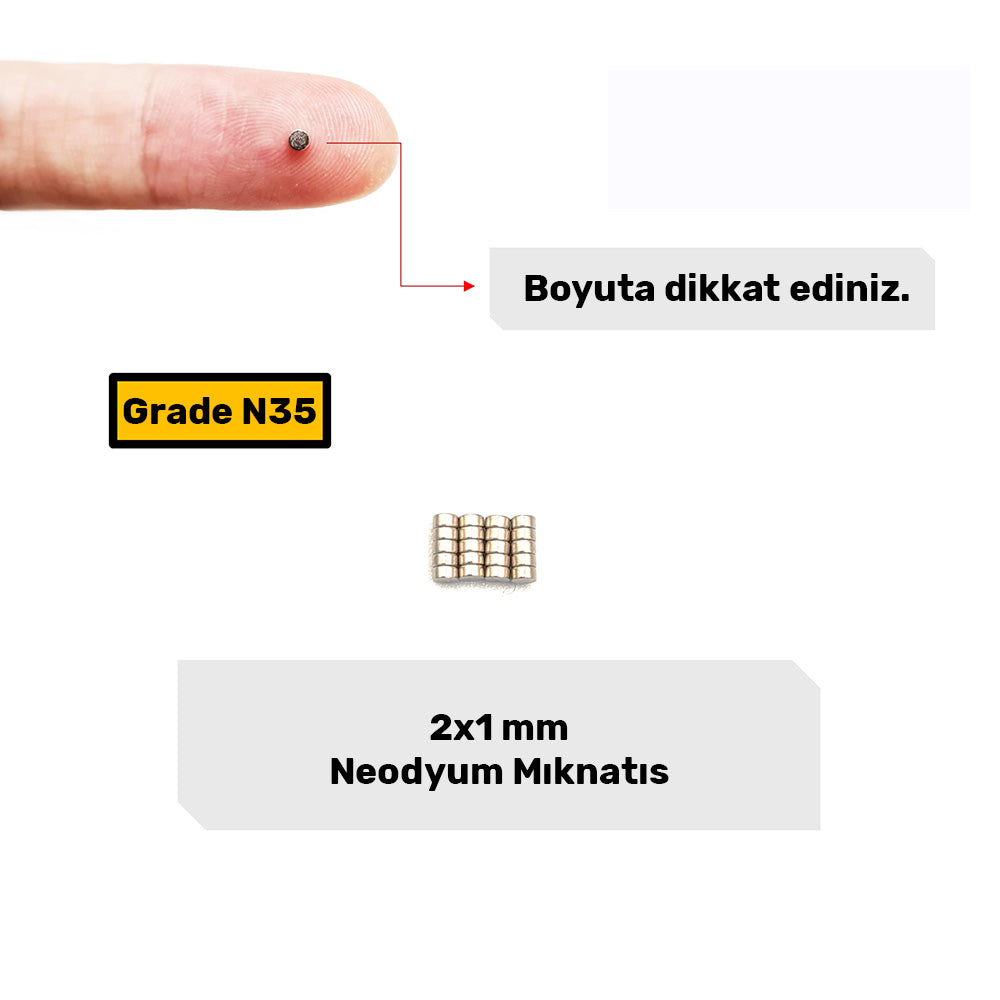 Diameter 2 mm x Thickness 1 mm Neodymium Magnet