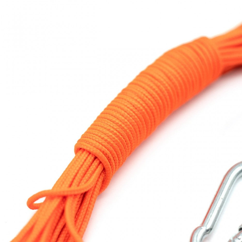 3 mm Orange Rope (25 Meters) - With Carabiner Hook