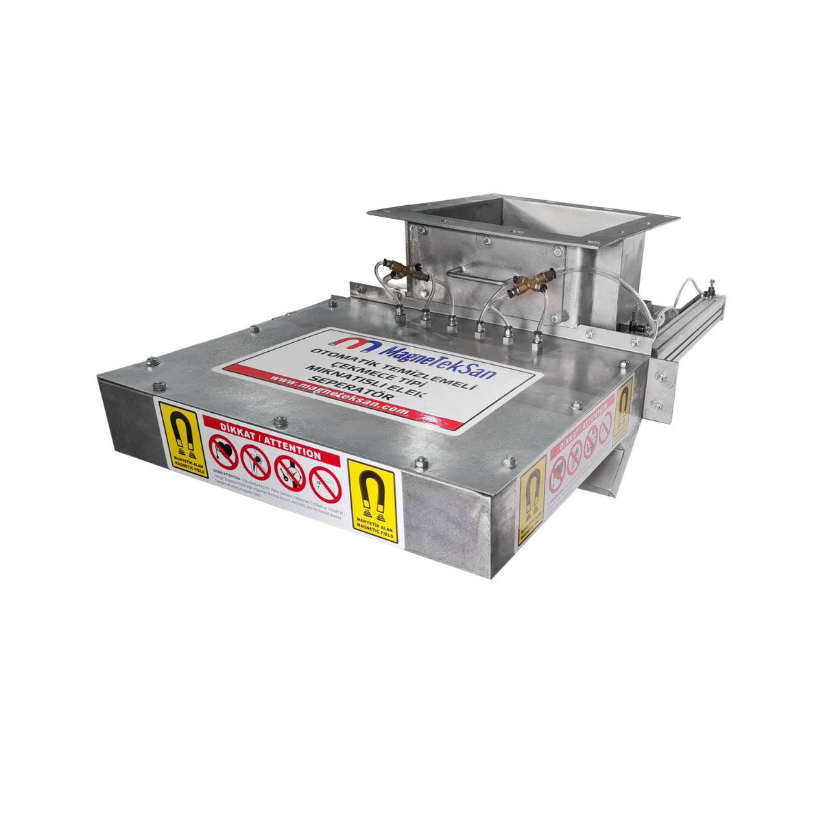 300x300 mm Inlet-Outlet Pneumatic - Automatic Cleaning - Drawer-Type Grid Magnet