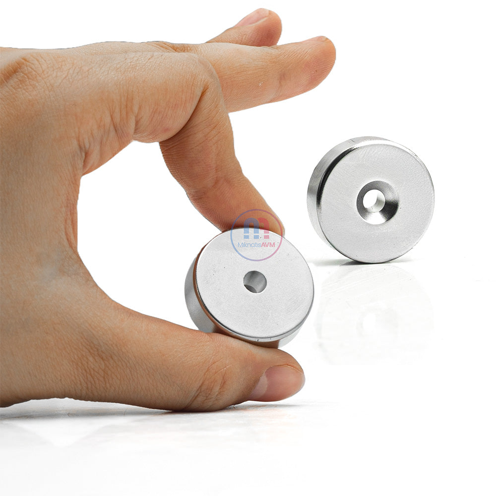 Ø30x10/5.5x10 mm Curved Hole Neodymium Magnet - Nicuni
