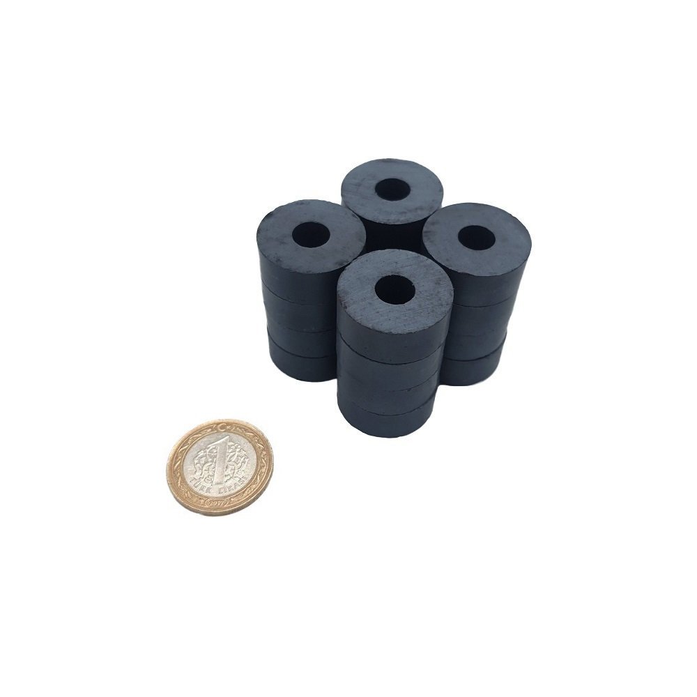 Ø30x9x10 mm Y35 Ring Ferrite (Coal) Magnet