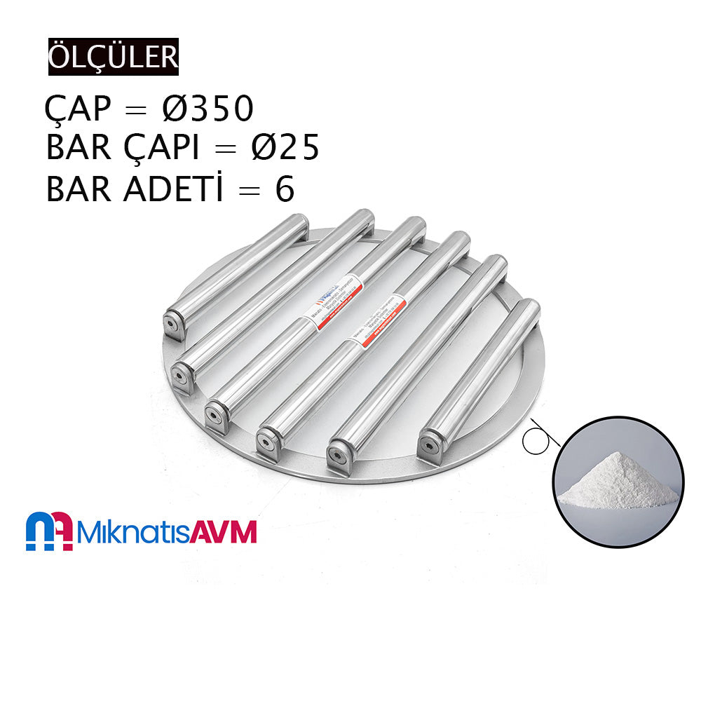 Ø350 mm Ø25x6 Neodymium Bar Magnetic Grid Separator – Food Grade, High Gauss Magnetic Force