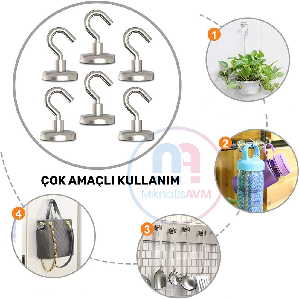 Ø36x8 mm Female Connector - Hooked - Neodymium Pot Magnet