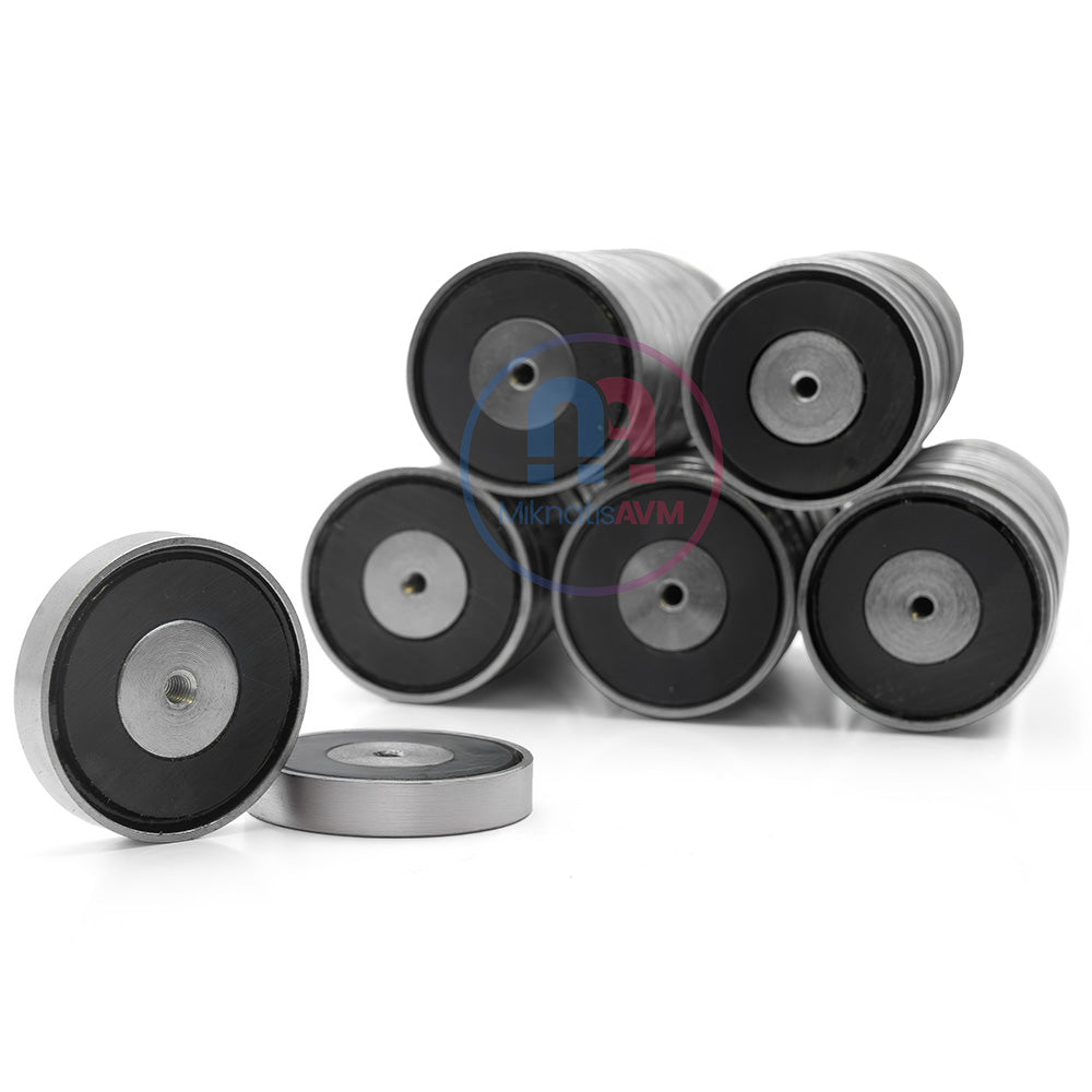 Ø38x8 mm M4 Female Threaded Ferrite Pot Magnet – High Quality Y35 Grade