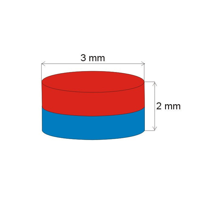3x2 mm Strong Neodymium Magnet N35 – Round Mini Magnet, Super Strong Magnet for Refrigerator Magnets and Picture Hanging