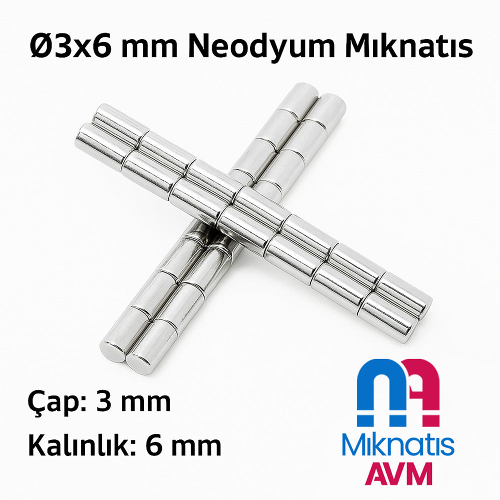 Ø3x6 mm Neodymium Magnet - Small and Round