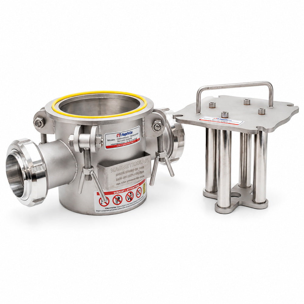 High-Gauss 4-Rod Magnetic Filter for Milk Processing Lines