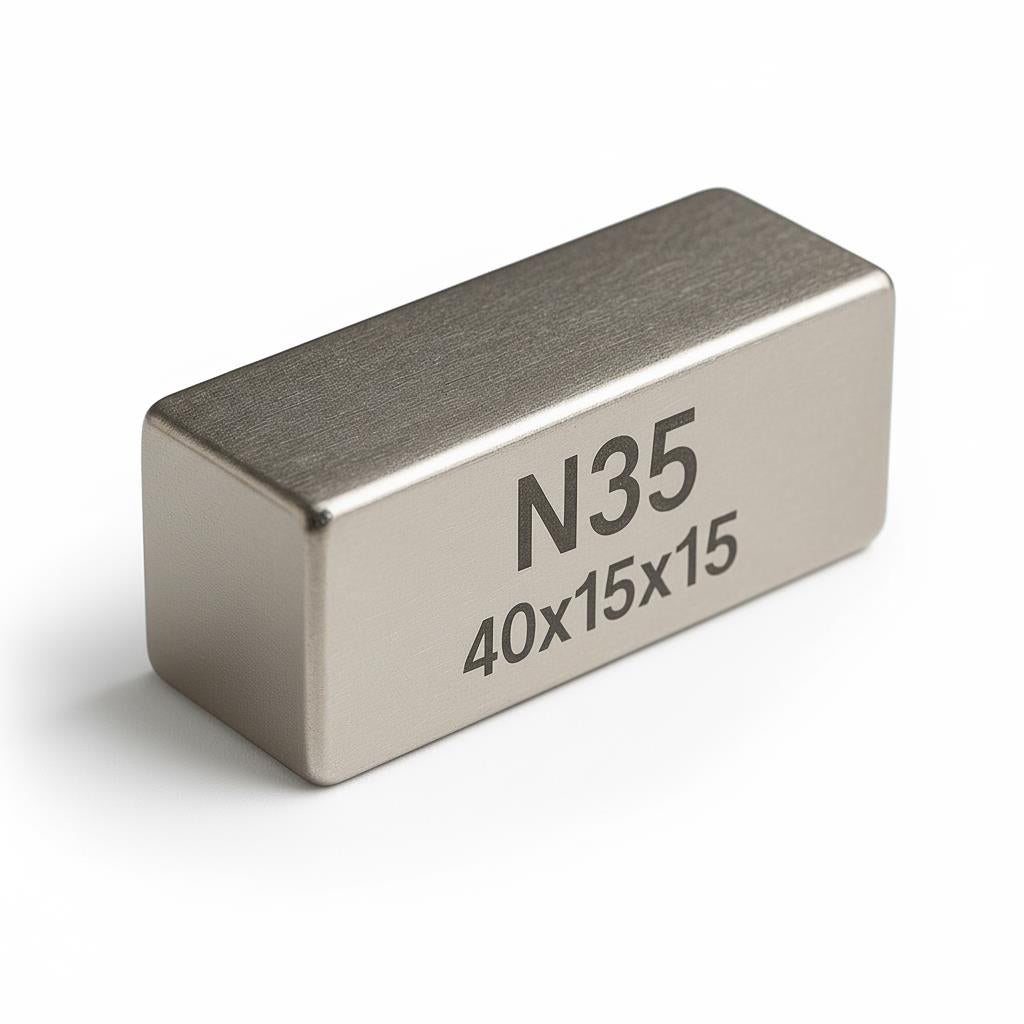 40x15x15 mm Neodymium Magnet (Length 40 mm x Width 15 mm x Thickness 15 mm)