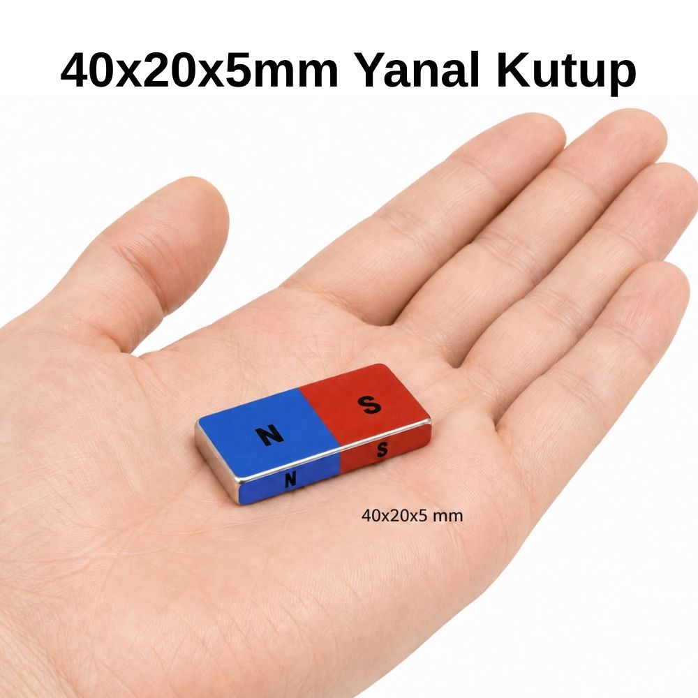 40x20x5mm Lateral (Longitudinal) Pole Neodymium Magnet