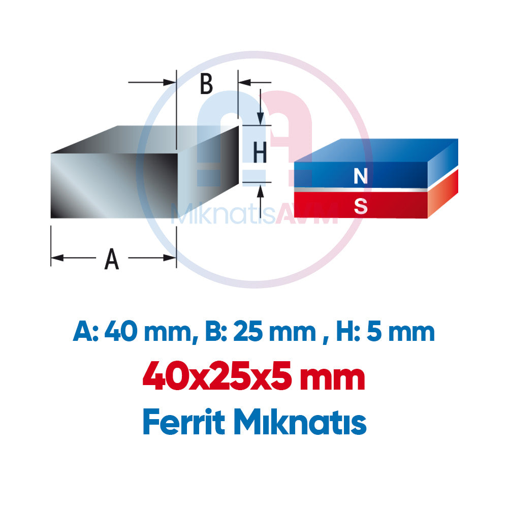 40x25x5 mm Y35 Ferrite Magnet