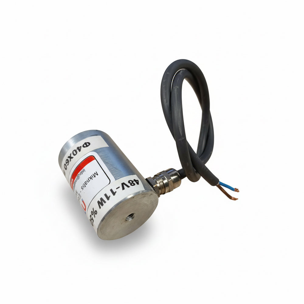 Ø40x60 mm 24V Electromagnet – M6 Connected, Side Cable Exit, 100% Operational, Strong Holding Power, Continuous Use Type