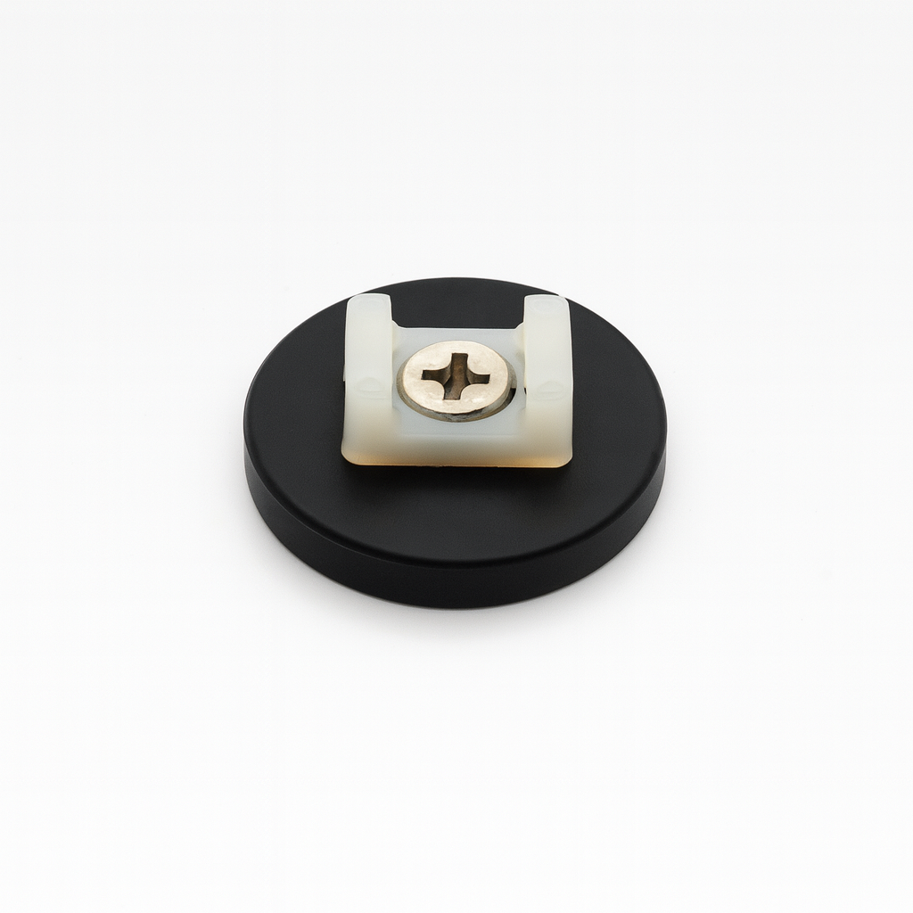 Ø43mm Rubber-Covered Magnet M6 – White with Screw-Bracket Connection