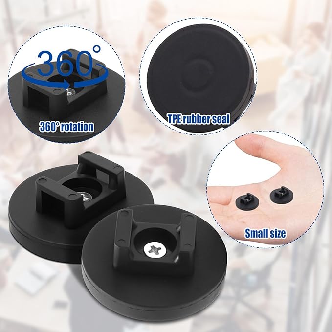 Ø43mm Rubber-Capped Magnet M6 - White Screw-Mounted Hook-Type Connector