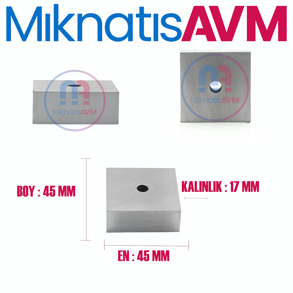 45x45x17-Ø7.5 mm AlNiCo Magnet