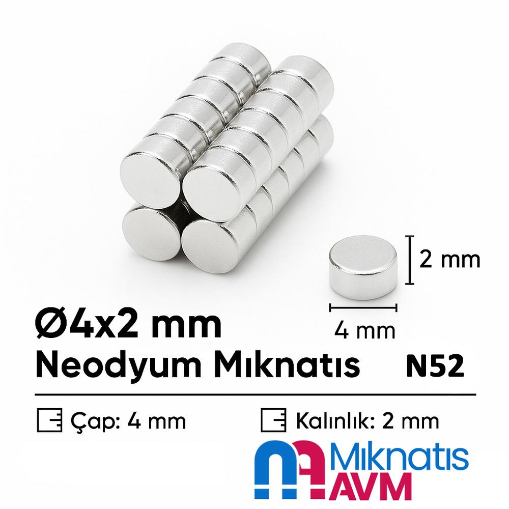4 mm Diameter x 2 mm Thickness Neodymium Magnet