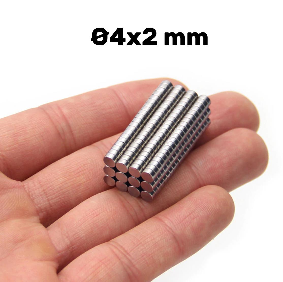 Ø4x2 mm Small Neodymium Magnet - Nickel Coated