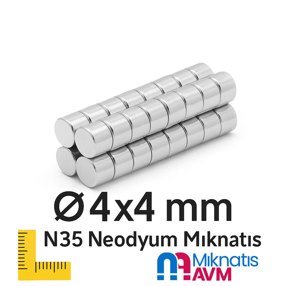 Ø4x4 mm N35 Neodymium Magnet (Diameter 4 mm, Thickness 4 mm)