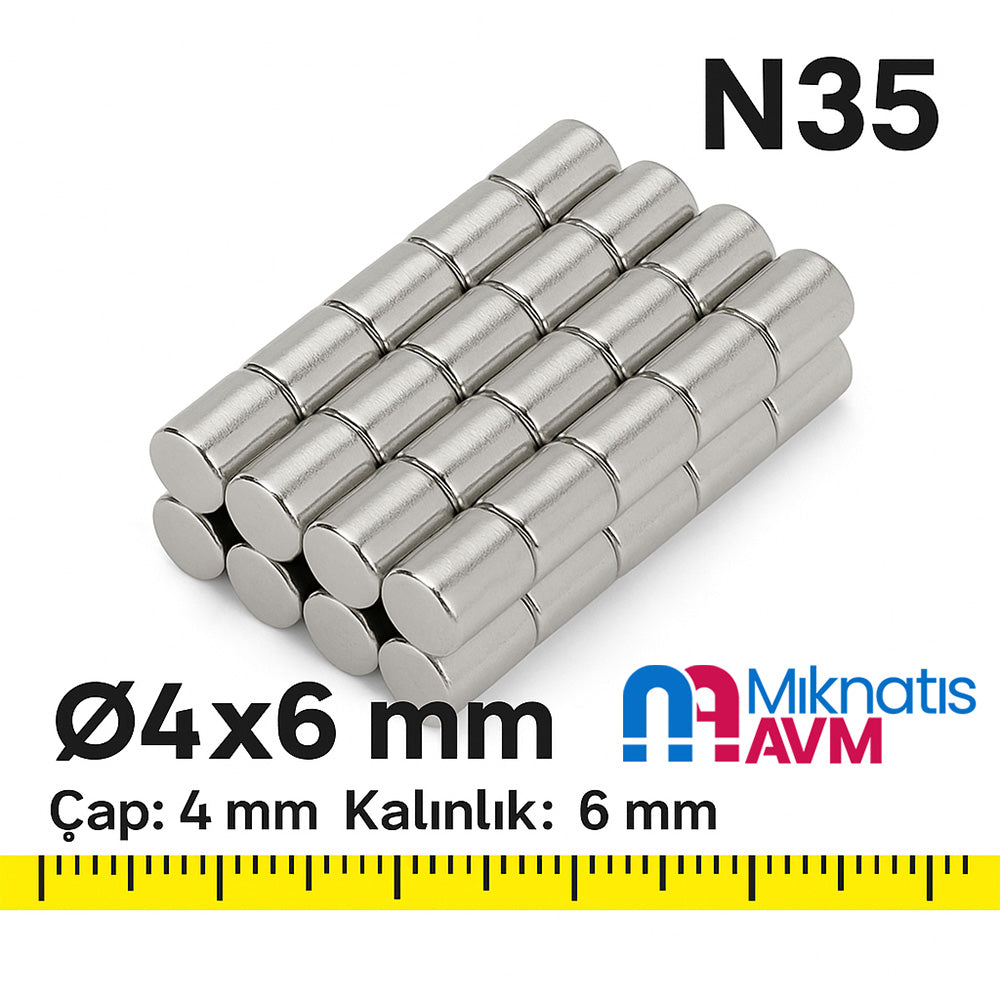 Ø4x6 mm Neodymium Cylindrical Magnet