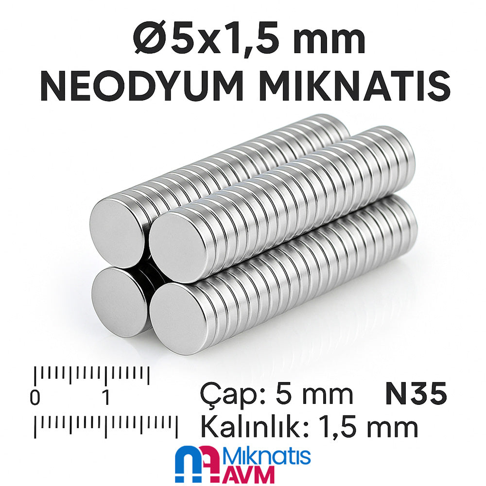 Ø5x1.5 mm Neodymium Magnet (Diameter 5 mm x Thickness 1.5 mm)