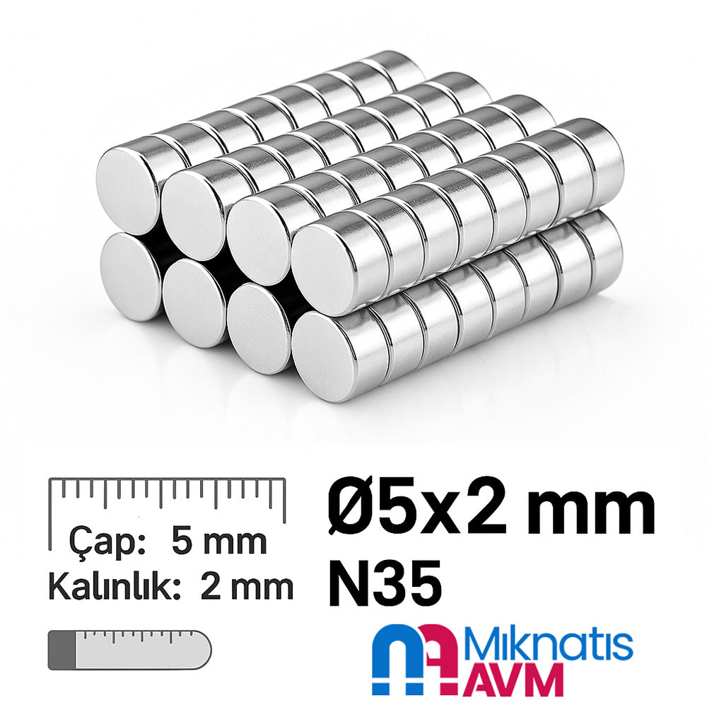 Ø5x2 mm Neodymium Disc Magnet (Diameter 5 mm x Thickness 2 mm)