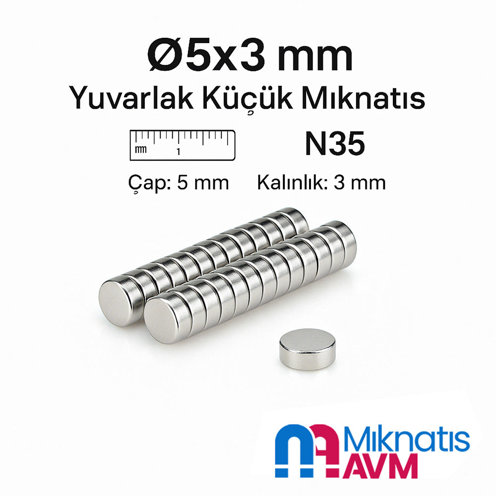 Ø5x3 mm Round Neodymium Magnet (Diameter 5 mm x Thickness 3 mm)