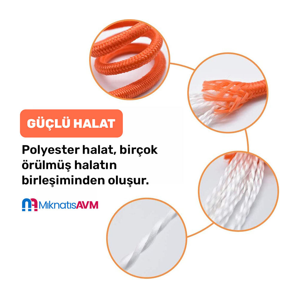 6 mm Phosphorescent Orange Rope - 50 Meters